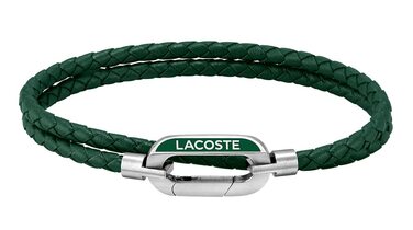 Браслет шкіряний чоловічий Lacoste STARBOARD зелений (синій, коричневий) - оригінал