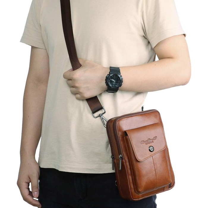 Шкіряна сумка через плече Crossbody для чоловіків та жінок, універсальна дорожня сумка (коричнева, #06)