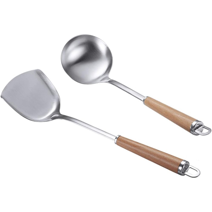 Набір кухонного інвентарю з нержавіючої сталі 4 шт. (304), з дерев'яною ручкою, сумісний з посудомийною машиною