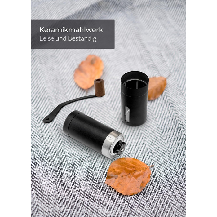 Lambda Coffee Grinder - Manual Stainless Steel with Stepless Ceramic Burr Grinder | Hand Espresso Grinder made of Wood with Conical Burr - Manual Coffee Grinder | Precise Grind Size Adjustment
