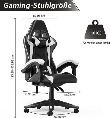 Геймерське крісло Racingreat Ergonomic: регульоване, PU-шкіра, з підголівником, для дітей, підлітків та дорослих, кремово-біле