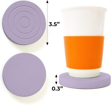 Colorful Coaster Set made of Wood for Drinks - 6-Piece Set for Drinking Glasses, Table Protection for Every Table Type, Gift Set for All Occasions (Pastel Purple, Coasters)