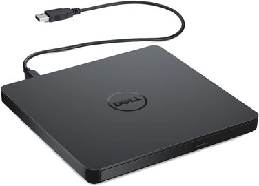 Зовнішній USB DVD+/-RW привід Dell Slim AA8DW316, антрацит — тонкий та легкий привід для читання та запису DVD/CD, Plug-and-Play, сумісний з Windows