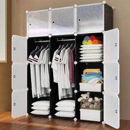 BAKAJI Modular Wardrobe Cubes, 2 Doors, Clothes Rail, Furniture, Alloy Steel Resin, White, (12 Cubi Design 2)