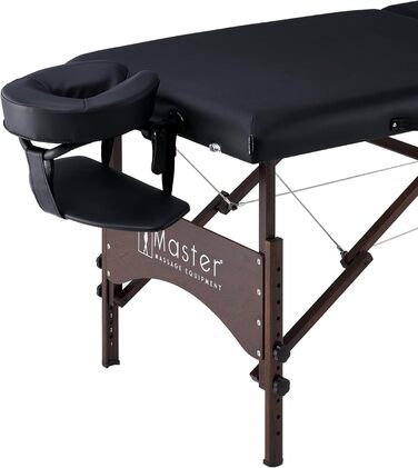 Масажний стіл Argo Master Massage 71 см, складний, портативний, чорний, з сумкою, дерев'яні ніжки з горіха