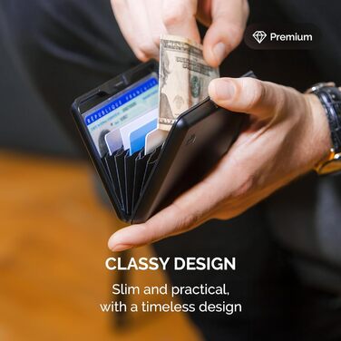 Чоловічий гаманець ÖGON -DESIGNS Smart Case Big Stockholm з алюмінію, велика місткість, RFID-захист, чорний