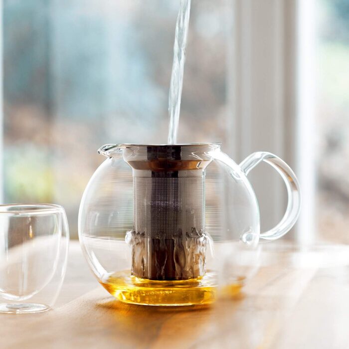 Заварник для чаю Bodum Assam 1 л, скляний, з нержавіючим фільтром, French Press