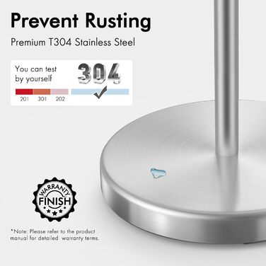 Stainless Steel Freestanding Toilet Paper Holder - Brushed Finish, SUS304, 66cm Height