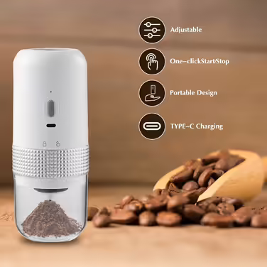 Nicoone Electric Coffee Grinder, Portable Cordless Coffee Grinder with Ceramic Burr Grinder for Espresso, Pour Over, and French Press