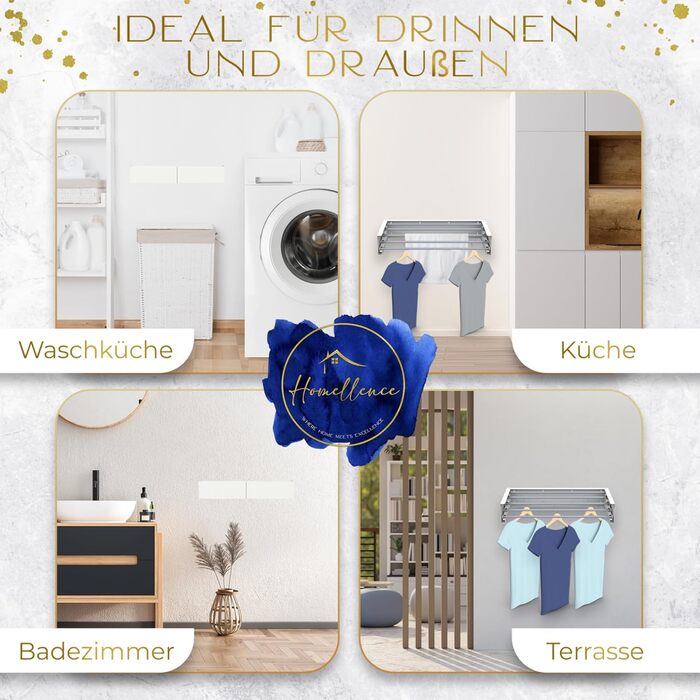 Настінна сушилка для білизни Homellence - розтяжна, 3,50 м, біла