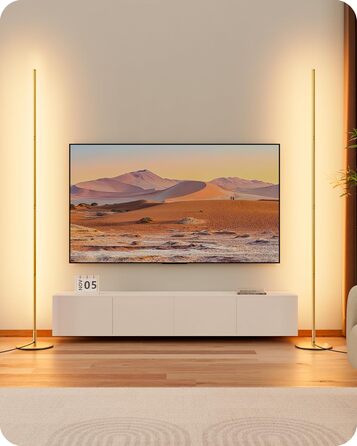LED торшер Edishine 2 шт. з димуванням, тепле світло 3000K, регулювання висоти 146 см, з функцією пам'яті, для вітальні, спальні, офісу, золотий