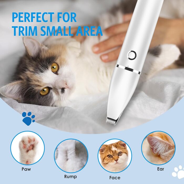 Машинка для стрижки собак та котів 2-в-1 Brifit, тример для подушечок лап, тиха, водонепроникна IPX7, професійна для тіла, лап, очей, вух, обличчя