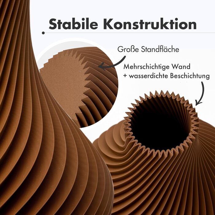 NATUMO Ваза 'Longi' - дизайнерська ваза з міцного пластику, 9 см, коричнева