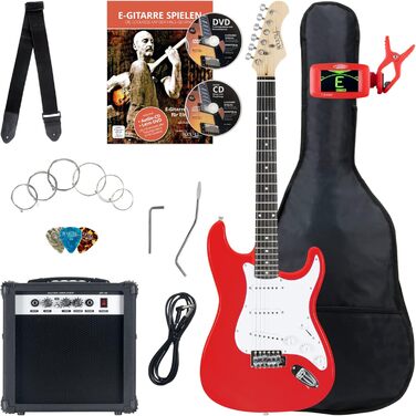 Електрогітара Rocktile ST-Pack Red Комплект (підсилювач, тюнер, тремоло, чохол, кабель, ремінь, медіатори, запасні струни та навчальний матеріал з CD/DVD)