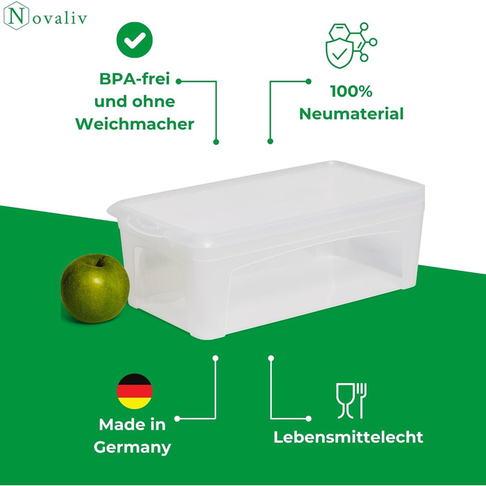 6 Storage Boxes with Lid 5L Transparent Boxes Stackable Nestable Storage boxes with Clip Closure BPA-free Plastic 34x19x11 cm