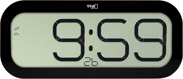 TFA Dostmann Digital Wall Clock with Hourly Chime Bim Bam, 60.4514.02, Radio-Controlled Clock with 5 Different Hourly Chimes (Big Ben, Bird, Cuckoo, Bells, Singing Bowl), Alarm Function, LED Display, white (Black)