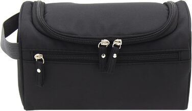 Чоловіча та жіноча косметичка для подорожей з петлею для підвішування. Чорна косметичка-органайзер для гігієнічних засобів.