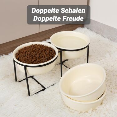 Набір мисок для собак на підставці, кераміка - 2 шт. Fressnapf, 800 мл, бежевий