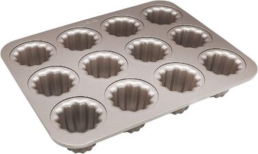 Canele Mold, Carbon Steel, 12 Cavities, Non-Stick, Canelé Molds, Baking Pans for Oven Baking, Cupcake