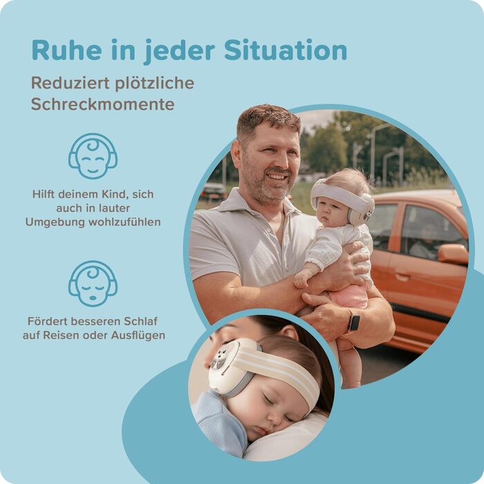 Навушники шумоізоляційні дитячі 3-48 місяців - захист слуху для немовлят 25dB - надзвичайно м'які дитячі навушники з еластичним та регульованим обручем (Блакитний)