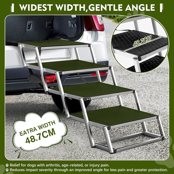 Сходинки для собак великих порід, широкі, 4 сходинки, складана пандус для собак, легкі та неслизькі, для автомобіля, вантажівки та SUV, витримує до 100 кг