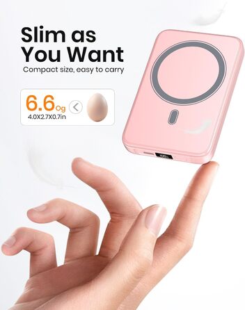 Power Bank A ADDTOP 10000mAh з PD 20W, USB-C, бездротова зарядка та LED дисплеєм (Рожевий)