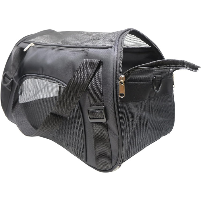 Транспортна сумка для тварин, схвалена авіаперевізниками, для середніх та малих котів, цуценят, кошенят, собак/котів, чорна сумка для подорожей з тваринами (розмір M)