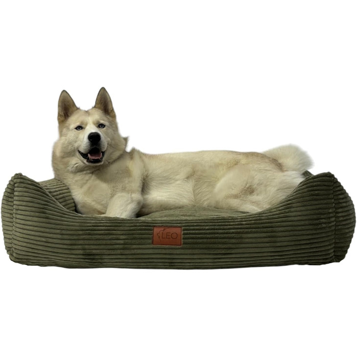Лежанка для собак Leo4dog: зручна та миюча, розмір M 80x60, оливковий колір