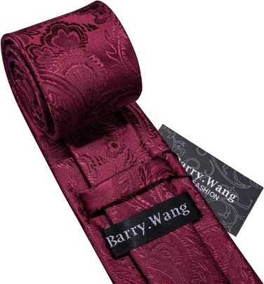 Комплект краватка, нагрудна хустинка та запонки Barry.Wang, Бургунді, для весілля та ділових зустрічей (BKAGN-5144)