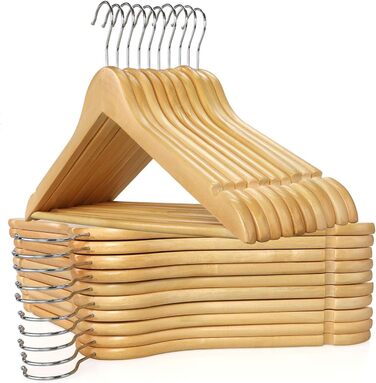 Дерев'яні вішалки для одягу з виступами для спідниць та штанів, 360° обертання, 20 шт. (білий)