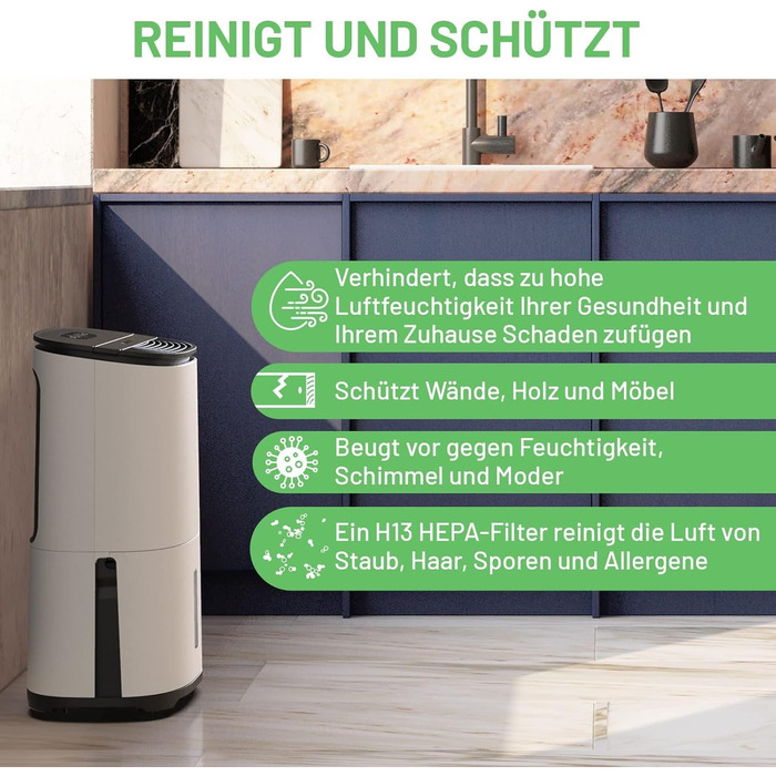 Зволожувач повітря Meaco Arete® One 10L з HEPA-фільтром для дому 42 м² | Очищувач повітря