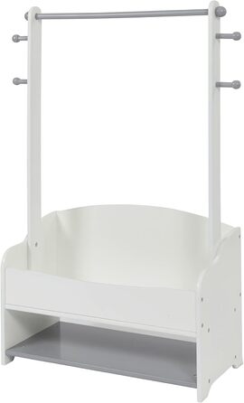 Children's clothes rack with extra storage space and clothes hangers, children's clothes rack, wooden clothes rack with storage, toddlers, children's clothes rack, white and gray