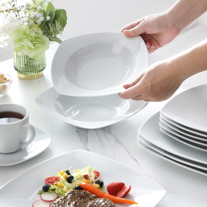 MALACASA, Julia Series, Dessert Plates Set of 6, 16.7cm Dinner Plates Porcelain, Cake Plates for 6 People.