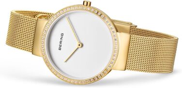 Жіночий кварцовий годинник Bering Minimalist 14531: сталевий корпус 31 мм, міланський ремінець, сапфірове скло, водозахист 5 ATM