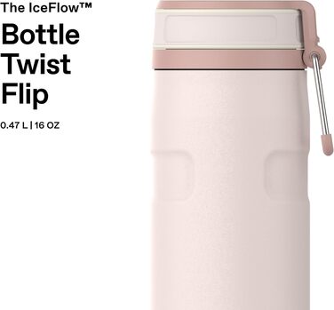 Термопляшка Stanley IceFlow Twist Flip 0.47л, Rose Quartz — герметична, зі сталі, для напоїв