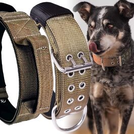 Dog Collar for Large Dogs - 5 cm Wide Collar with Handle for Extra Large Dog Breeds, Soft Padded Neoprene Nylon Dog Collar for Large Dogs Big Dog Collar (56-66cm, Khaki)