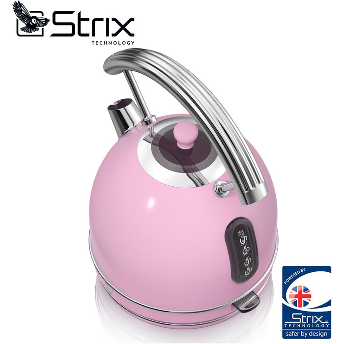 Електричний чайник Swan Retro 1.8 л, рожевий, з автоматичним відключенням, нержавіюча сталь, 3000 Вт