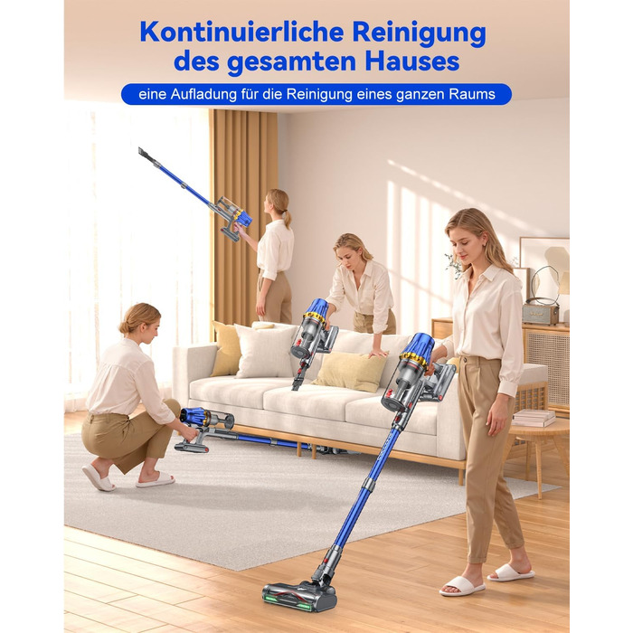 Бездротовий акумуляторний пилосос H9 58000Pa/650W з LED-екраном та турбощіткою для тварин, килимів та твердих підлог (блакитний)