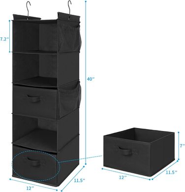 Органайзер для шафи MAX Houser з 5 полицями, підвісний, для економії місця, з 4 кишенями збоку, складний, бежевий