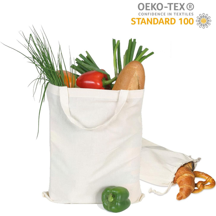 TEXXILLA Drawstring Bags - 10 Pack | Natural | with robust drawstrings | 38x46cm | Jute bags | shopping bag | unprinted