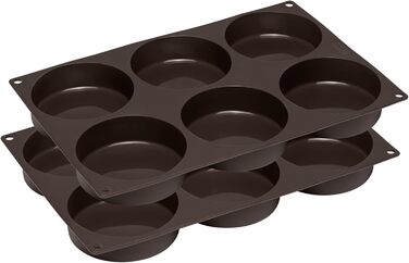 Lurch 585086 FlexiForm Burger Buns 2-Piece Set / 2 Silicone Molds for 8.5 cm Patties, Brown