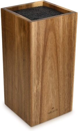 Navaris Acacia Wood Knife Block with Brush Insert - Unloaded Knife Block made of Wood - Universal for Kitchen Knives, Chef's Knives, and Kitchen Utensils
