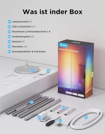 Govee LED-лампа RGBIC для дому, з Wi-Fi, димування, сумісна з Alexa та Google Assistant, 16 мільйонів кольорів, 58 режимів, музичний режим, DIY для ігор та сну (срібна, 1 шт.)