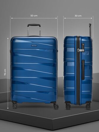 Чемодан REDOLZ Essentials 10: великий валіза-тележка 76 см, синій металік | з поліпропілену, 4 колеса, TSA-замок