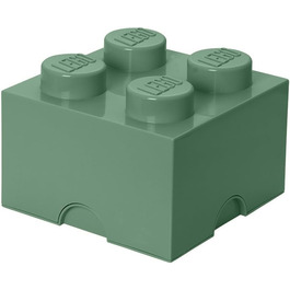 LEGO коробка для зберігання, 4 кнопки, штабельована, 5,7 л, пісочно-зелена