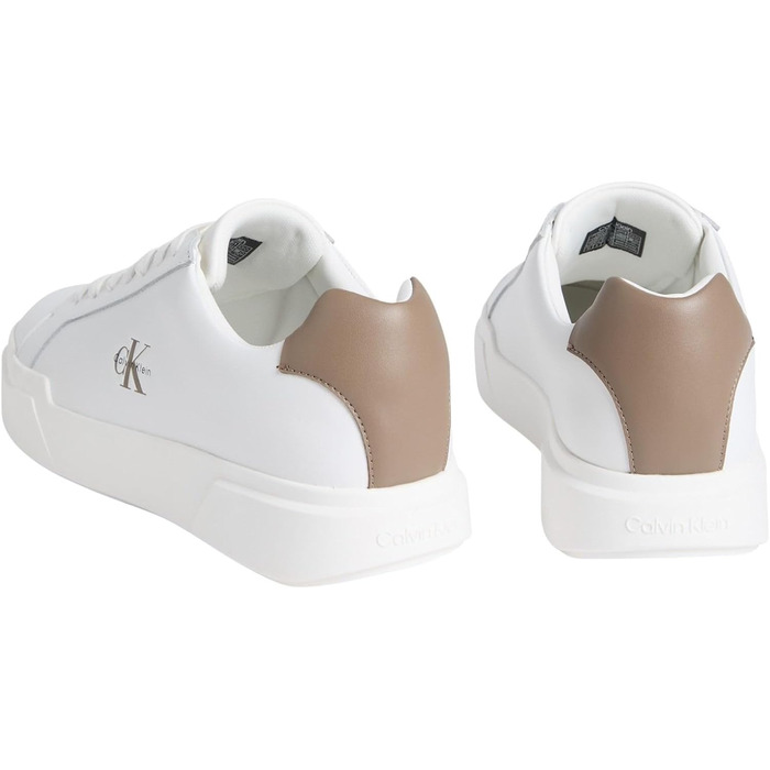 Чоловічі кросівки Calvin Klein Cupsole з товстою підошвою, шнурівка, шкіра (40 EU, білий, світло-білий, пустельний тауп)