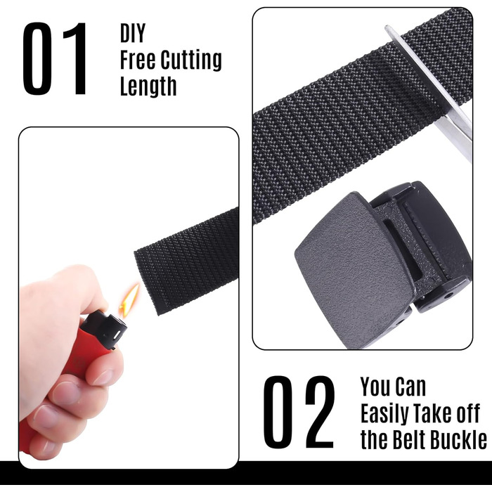 Чоловічий ремінь з нейлону, 6 шт. Регульований тканинний ремінь без пряжки, чоловічий ремінь для подорожей, роботи, активного відпочинку, туризму