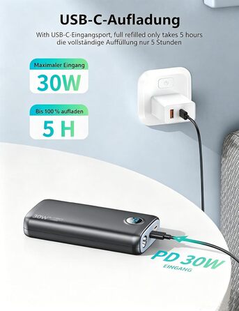 Power Bank 27000mAh 30W PD3.0 QC4.0 рожевий – Зовнішній акумулятор для iPhone, Samsung, iPad