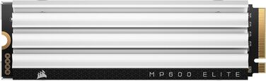 SSD Corsair MP600 Elite 1TB M.2 PCIe Gen4 x4 NVMe з кулером - для PS5 - Швидкість до 7000 МБ/с - Білий