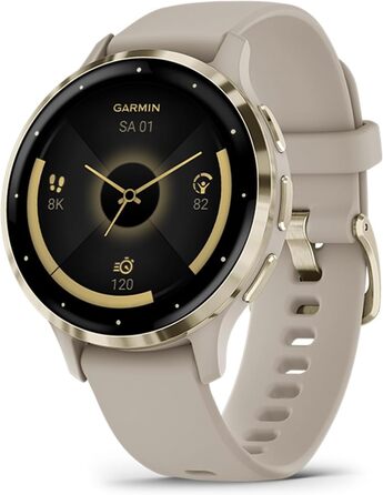 Розумний годинник Garmin Venu 3S 41mm – фітнес-трекер з AMOLED-дисплеєм, до 10 днів роботи від акумулятора, 30+ спортивних функцій, Bluetooth, Garmin Pay, режим для інвалідних візків, 41mm, French Gray/Softgold